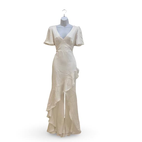 Lulus Eternal Bond White Satin Ruffled Flutter Sleeve Maxi Dress - Picture 5 of 13